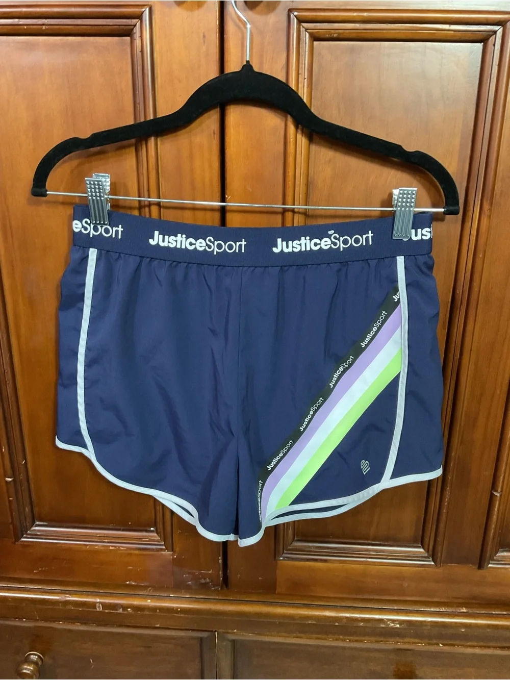 Justice Sport Girls Size XL 16/18 Lknw Athletic Shorts Solid Blue 3” Inseam Raci